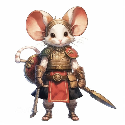 anthropomorphic mouse warrior girl by Akira Toriyama 