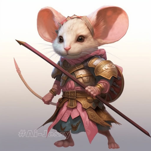 anthropomorphic mouse warrior girl by Akira Toriyama 