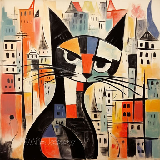 cat in city, Pablo Picasso