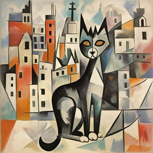 cat in city, Pablo Picasso