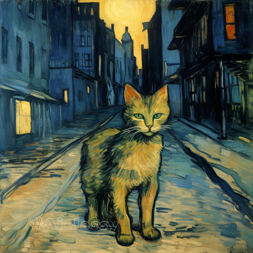 cat in city, Vincent van Gogh --v 5.2