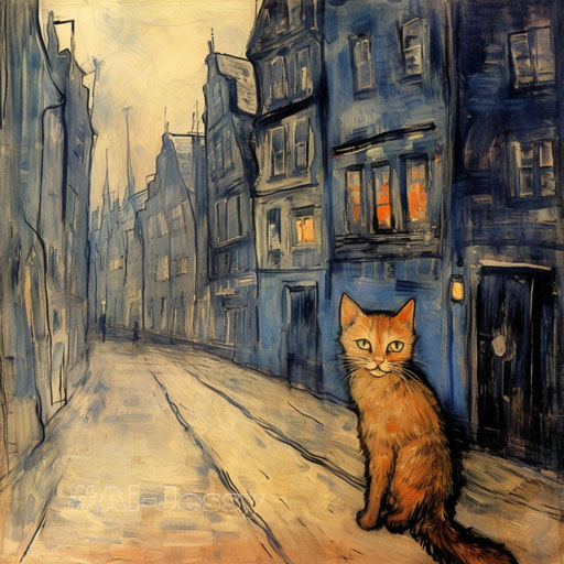 cat in city, Vincent van Gogh --v 5.2