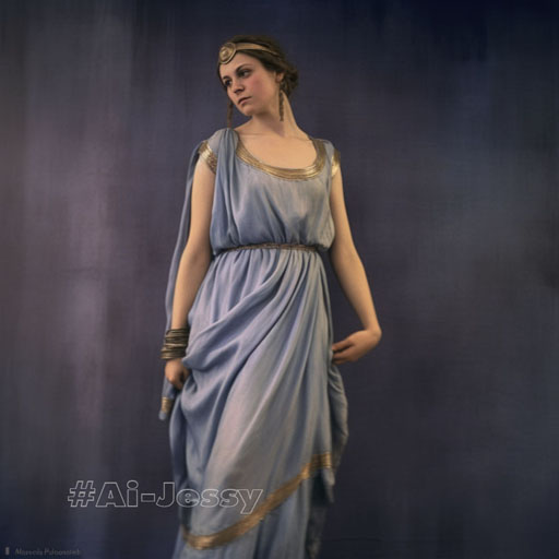 full body color photograph of a woman, <Ancient Greece> era 