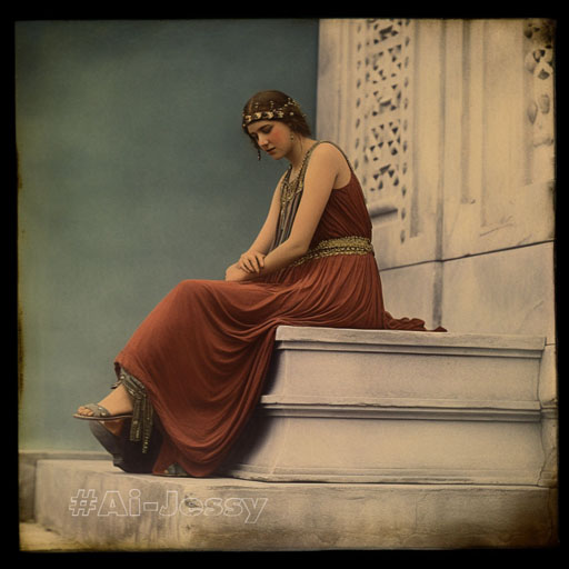 full body color photograph of a woman, <Ancient Greece> era 