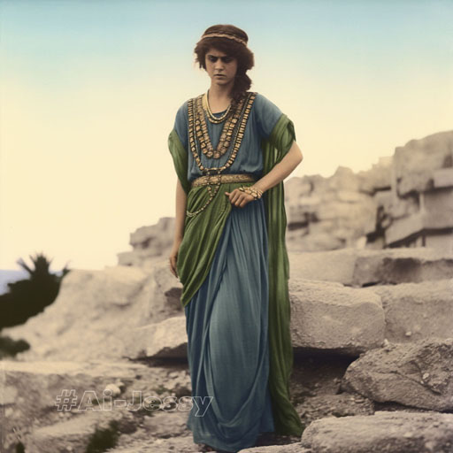 full body color photograph of a woman, <Ancient Greece> era 