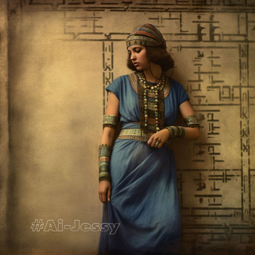 full body color photograph of a woman, <ancient Egyptian> era