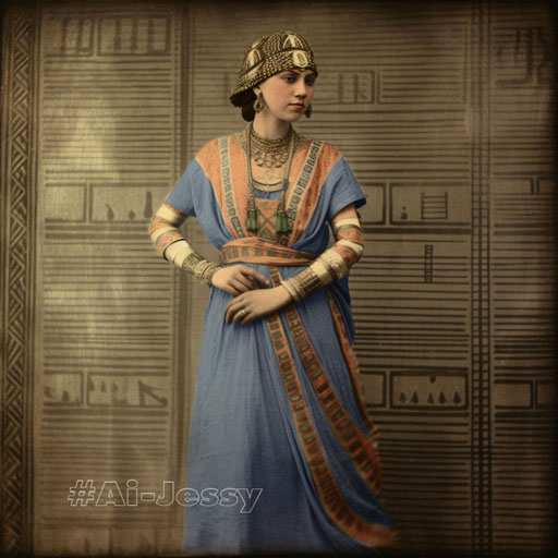 full body color photograph of a woman, <ancient Egyptian> era