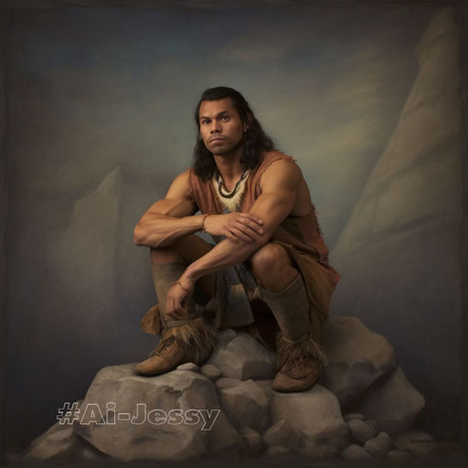 full body portrait of a man, <Stone Age> 