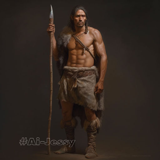 full body portrait of a man, <Stone Age> 