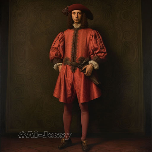 full body portrait of a man, < 1400s > 