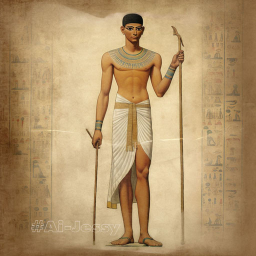 full body portrait of a man, < ancient Egyptian > 