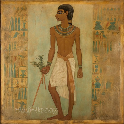 full body portrait of a man, < ancient Egyptian > 