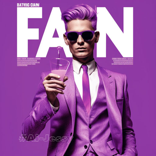 magazines and books cover page, bold font, modern,
purple colors, man with sunglasses
drinking cocktail, realistic, cinematic
