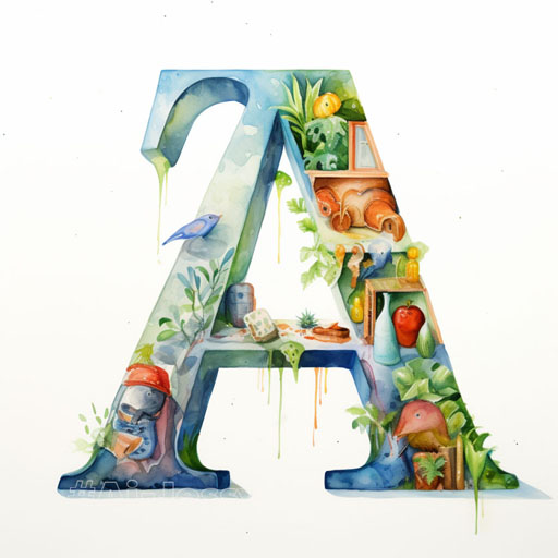 paint watercolor painting of alaphabet letters for a nursery --v 5.2