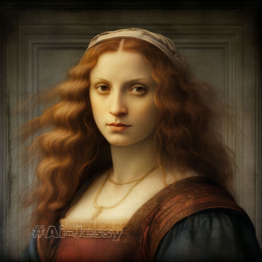 Painting portrait of woman by Leonardo da Vinci