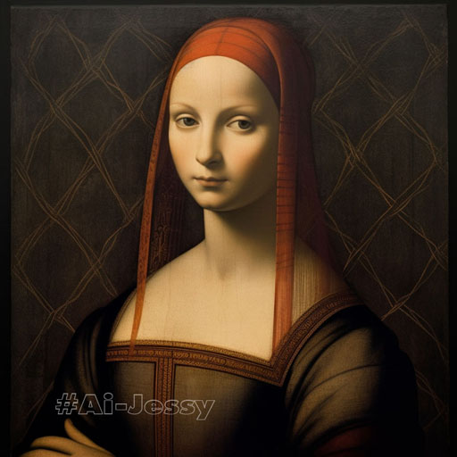 Painting portrait of woman by Leonardo da Vinci