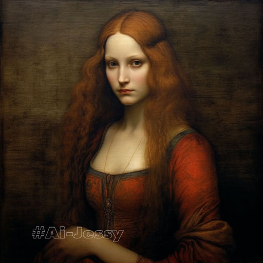 Painting portrait of woman by Leonardo da Vinci