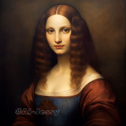 Painting portrait of woman by Leonardo da Vinci