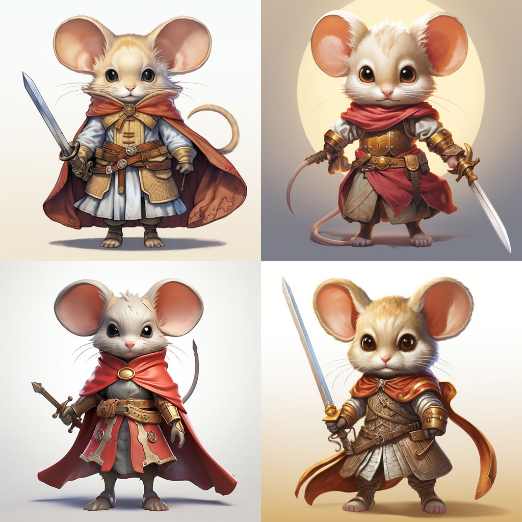 anthropomorphic mouse warrior girl by Ken Sugimori