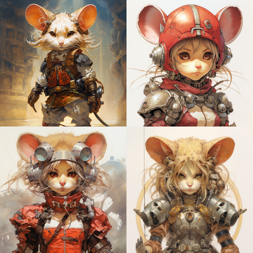 anthropomorphic mouse warrior girl by Masamune Shirow
