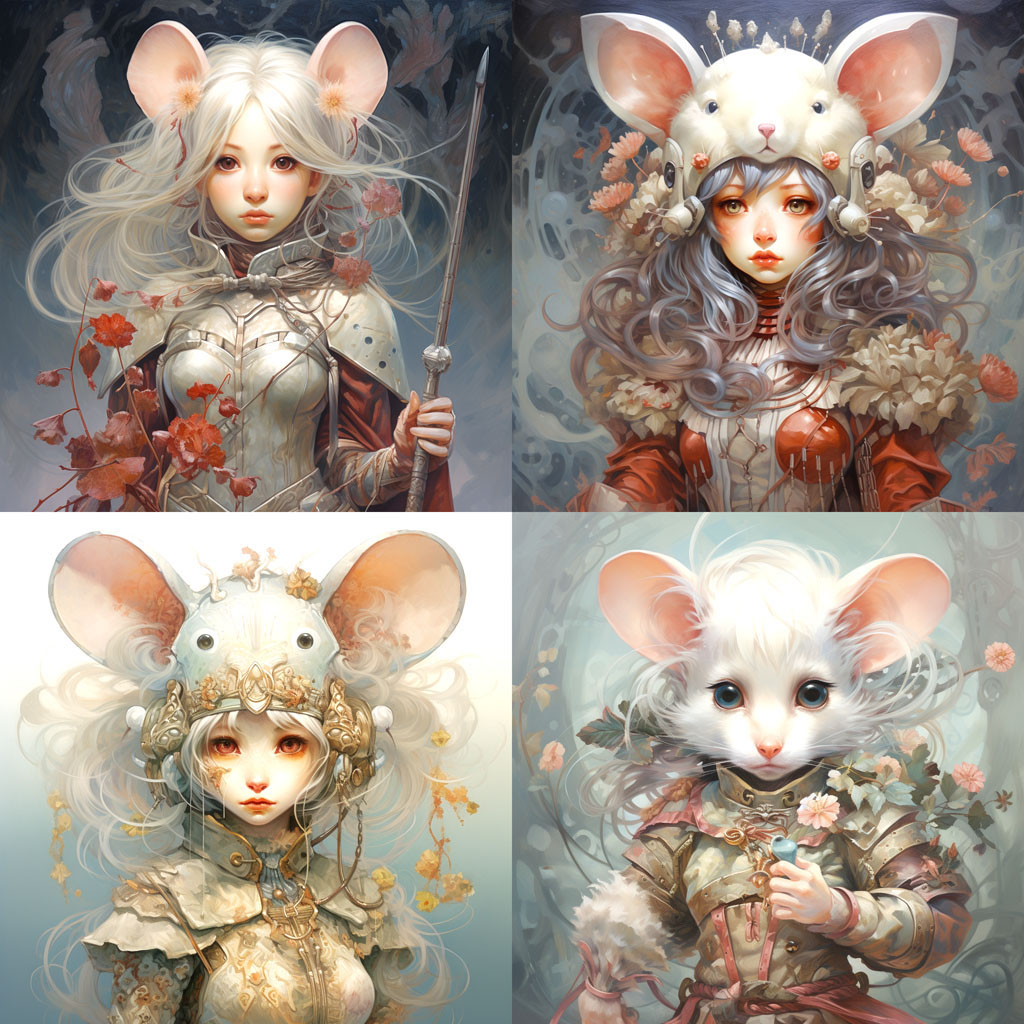 anthropomorphic mouse warrior girl by Miho Hirano