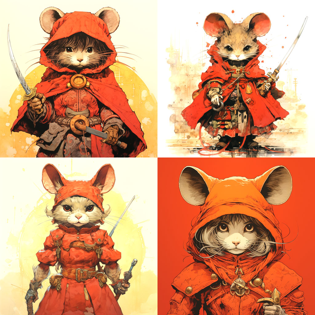anthropomorphic mouse warrior girl by Satoshi Kon