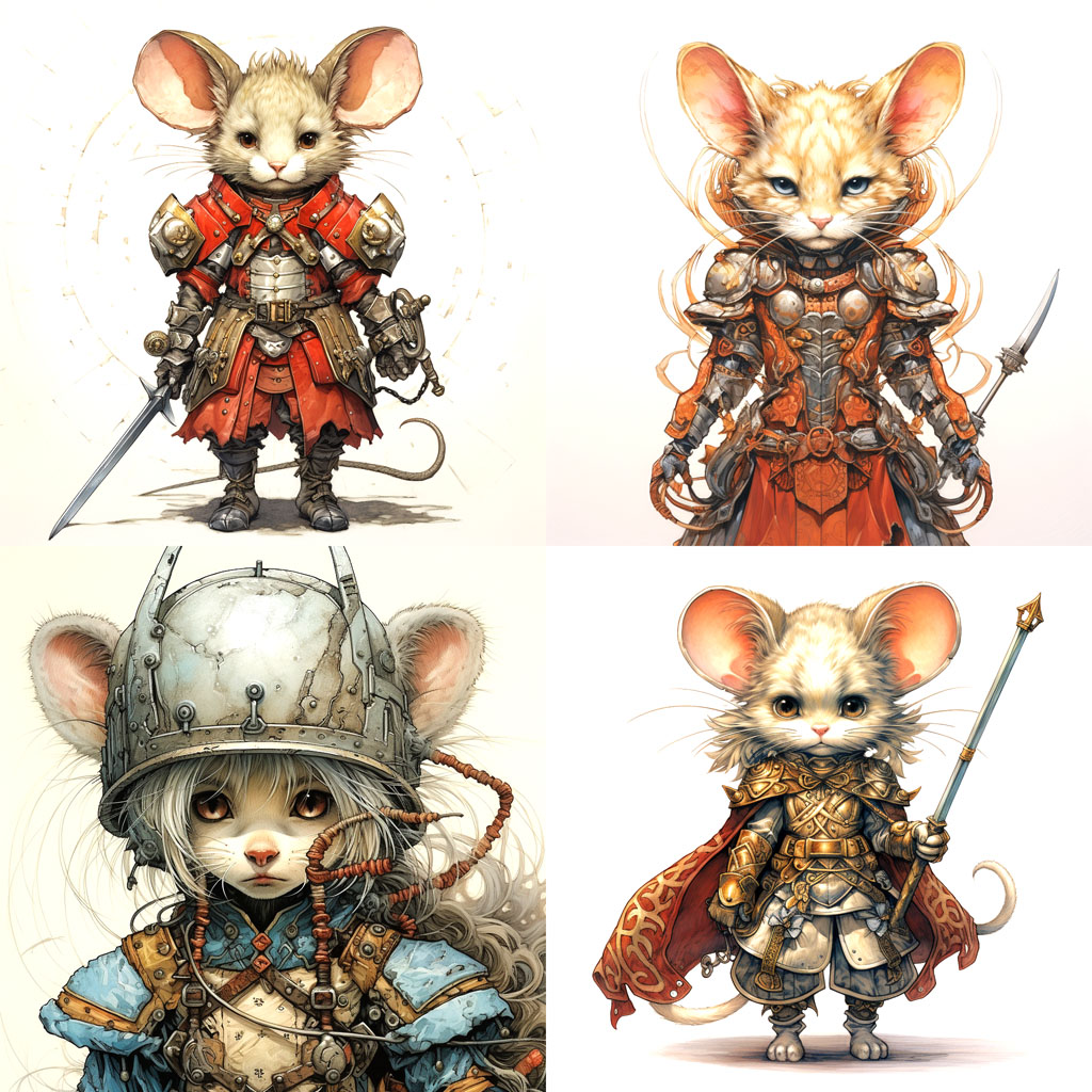 anthropomorphic mouse warrior girl by Takeshi Obata