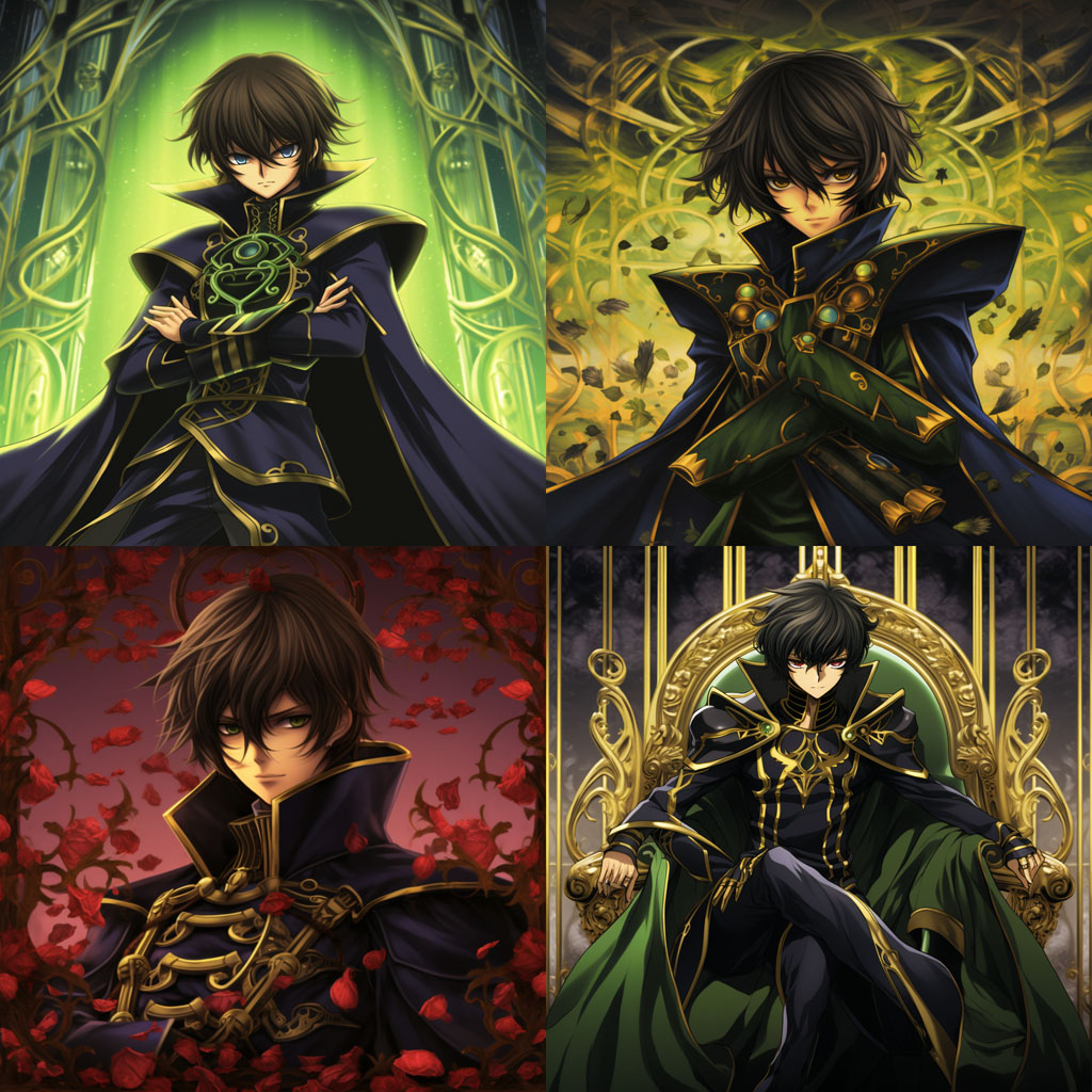 Code Geass: Lelouch of the Rebellion" - Created by
Ichirō Ōkouchi (story) and Clamp (art).