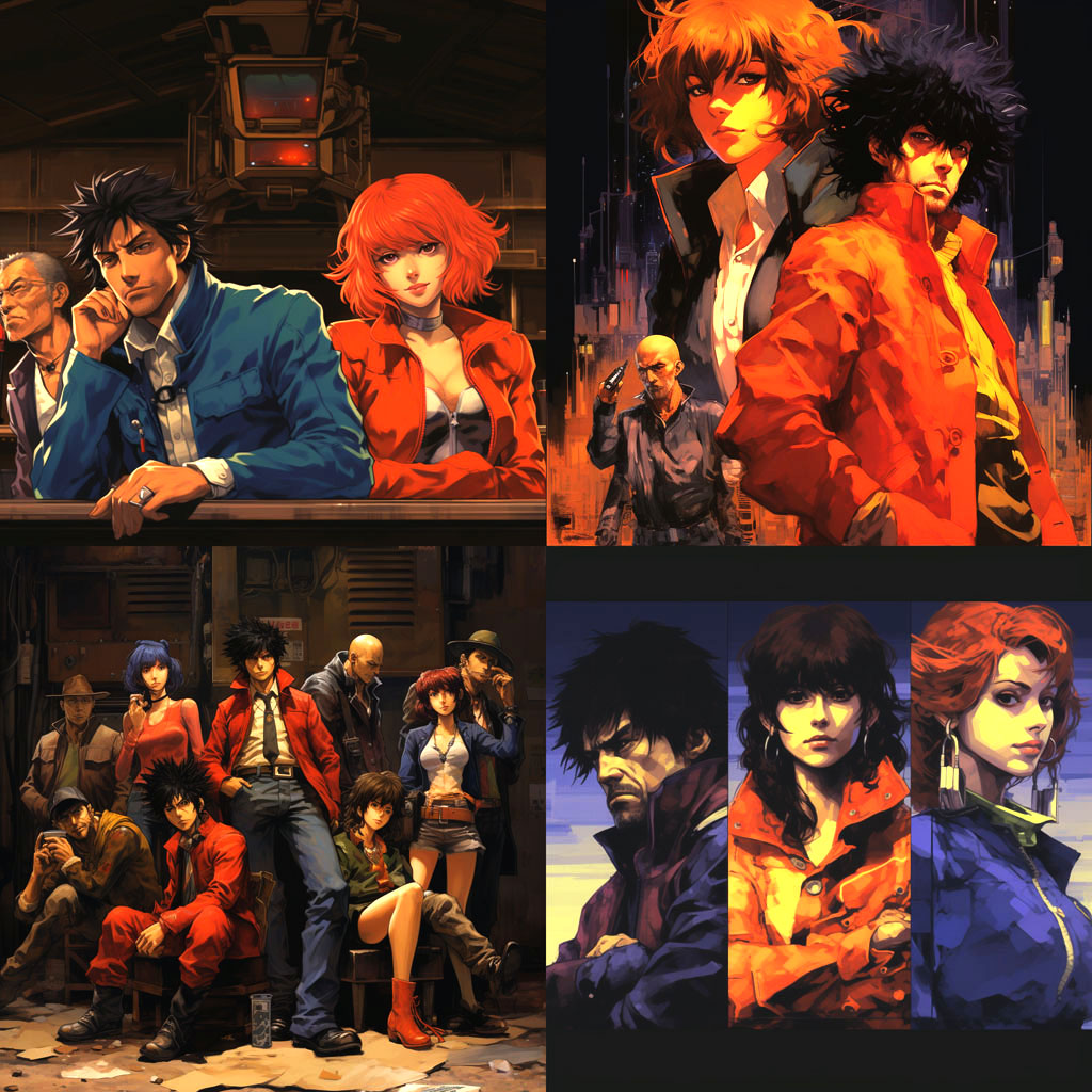 "Cowboy Bebop" - Created by Hajime Yatate (story)
and Shinichirō Watanabe (director).