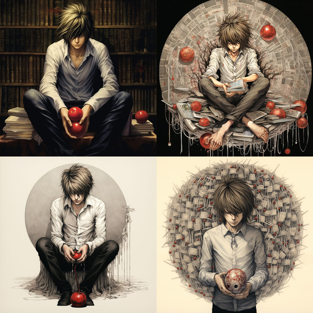 "Death Note" - Created by Tsugumi Ohba (story) and
Takeshi Obata (art).